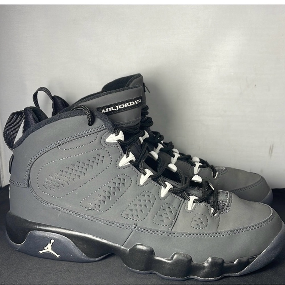 Jordan Gray and Black High-Top Sneakers with Wave Design